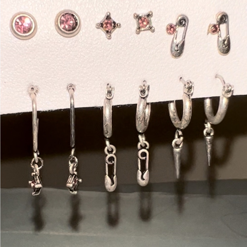FREE PEOPLE Earrings 6 Pairs Silver - Picture 8 of 9